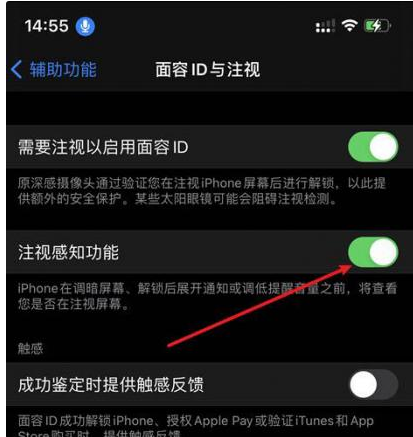 得荣苹果14维修网点分享iPhone14注视感知功能有什么用 