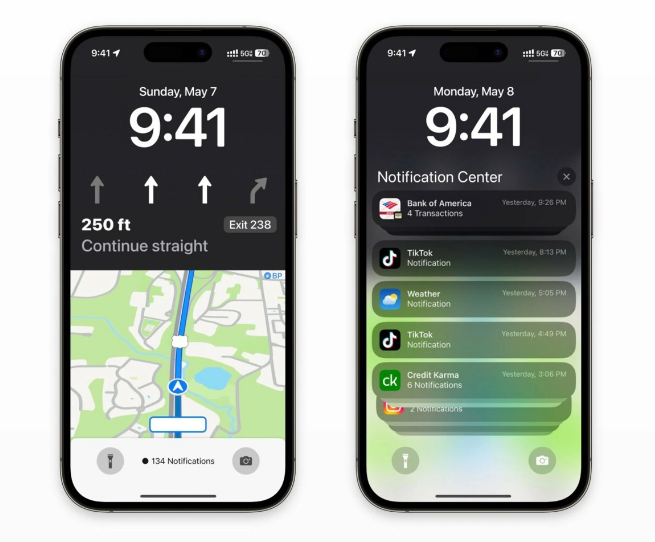 得荣苹果维修服务分享iOS17锁屏地图导航半屏显示长什么样 